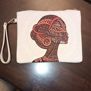 African American Woman Ethnic Tribal Clutch Wristlet Bag Purse